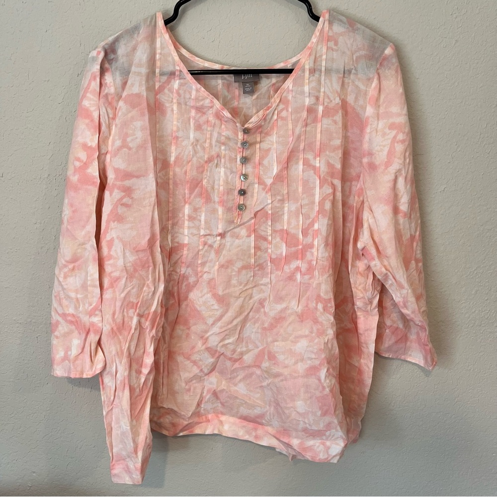 J Jill Pink Watercolor Blouse XL